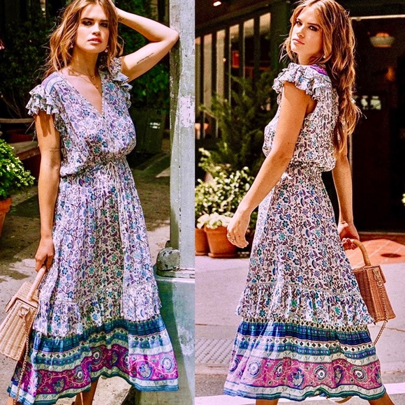 🌺🎉HP🎉🌺 NWOT Spell & The Gypsy Dahlia Midi Dress - Picture 2 of 16